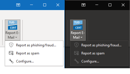 Screenshot of the Outlook plugin in use