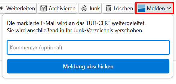 Screenshot des Thunderbird-Plugins im Einsatz