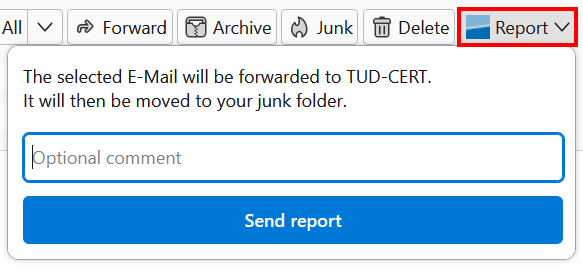 Screenshot of the Thunderbird plugin in use