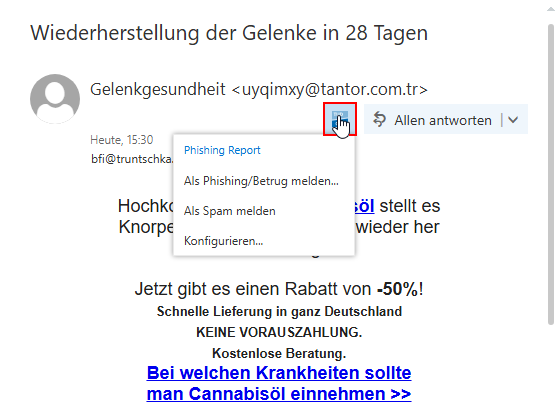 Screenshot des Add-In-Buttons im Webmail-Portal der TU Dresden