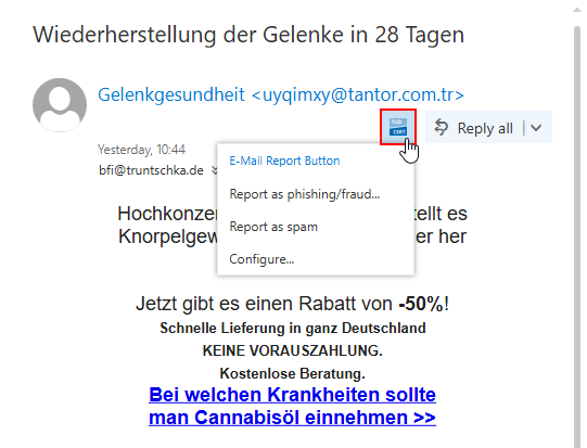 Screenshot of the Add-In button in the TU Dresden webmail portal