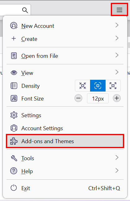 Screenshot of navigating to Add-on management