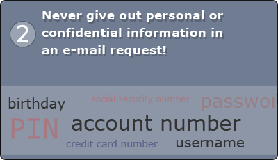 Never give out personal or confidential information in an e-mail request!