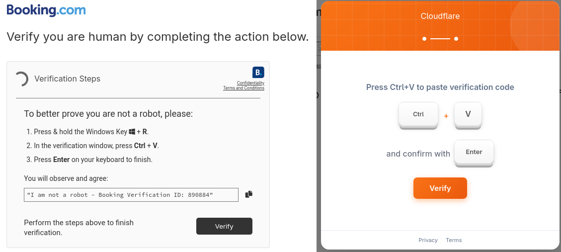 Screenshots verschiedener ClickFix-Phishing-Seiten.